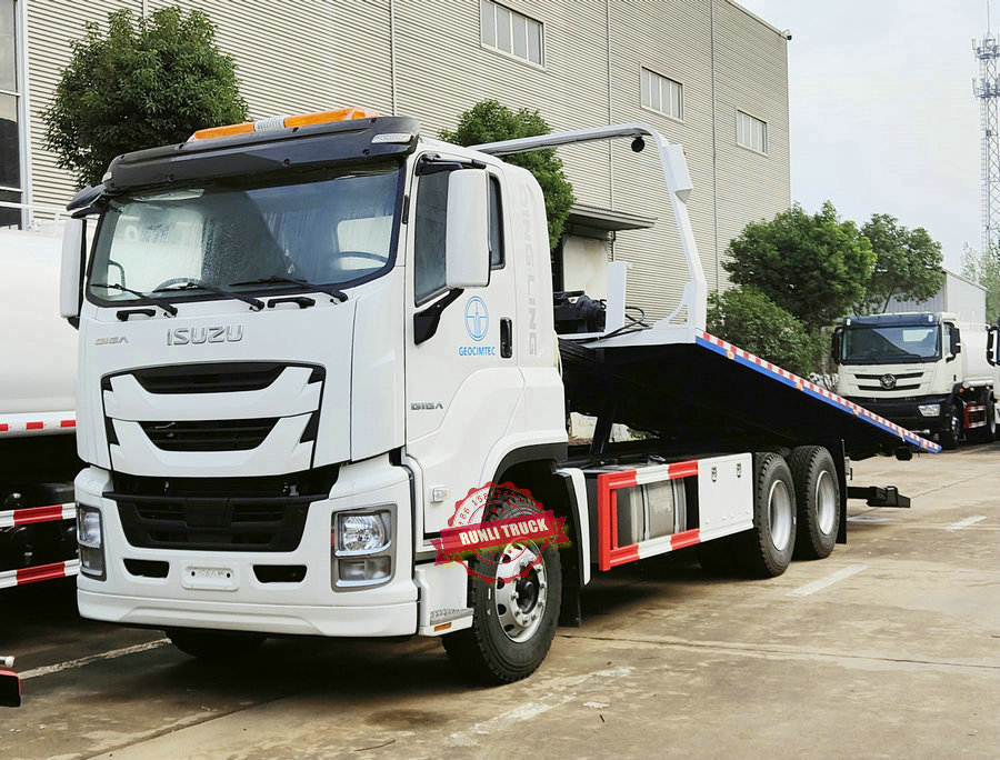 10Wheels 350HP ISUZU GIGA FVZ Towing Truck 15Tons Loading Flatbed Wrecker 8.5Meters