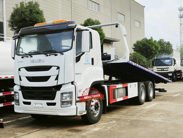 10Wheels 350HP ISUZU GIGA FVZ Towing Truck 15Tons Loading Flatbed Wrecker 8.5Meters