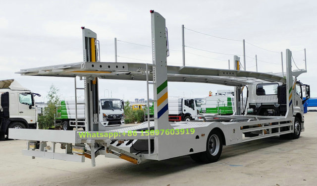 205HP ISUZU FTR SUV Car Carrier,Hydraulic Lifting Double Deck Car Hauler 5 units Car Carrier Vehicle Transport Truck