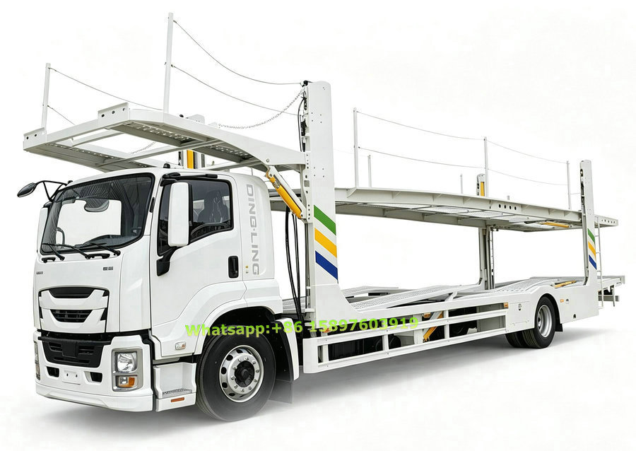 205HP ISUZU FTR SUV Car Carrier,Hydraulic Lifting Double Deck Car Hauler 5 units Car Carrier Vehicle Transport Truck