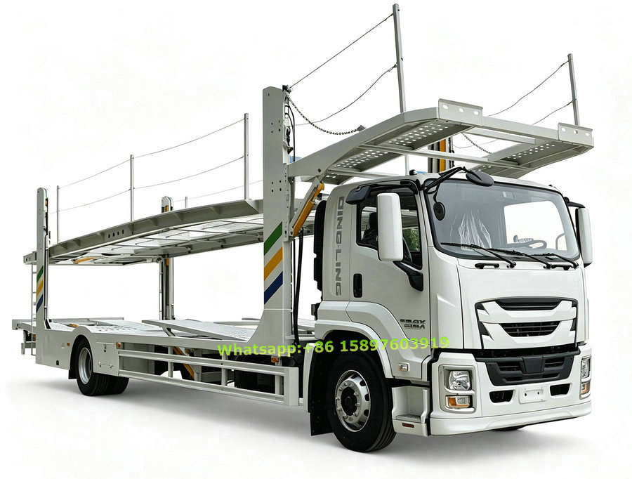 205HP ISUZU FTR SUV Car Carrier,Hydraulic Lifting Double Deck Car Hauler 5 units Car Carrier Vehicle Transport Truck