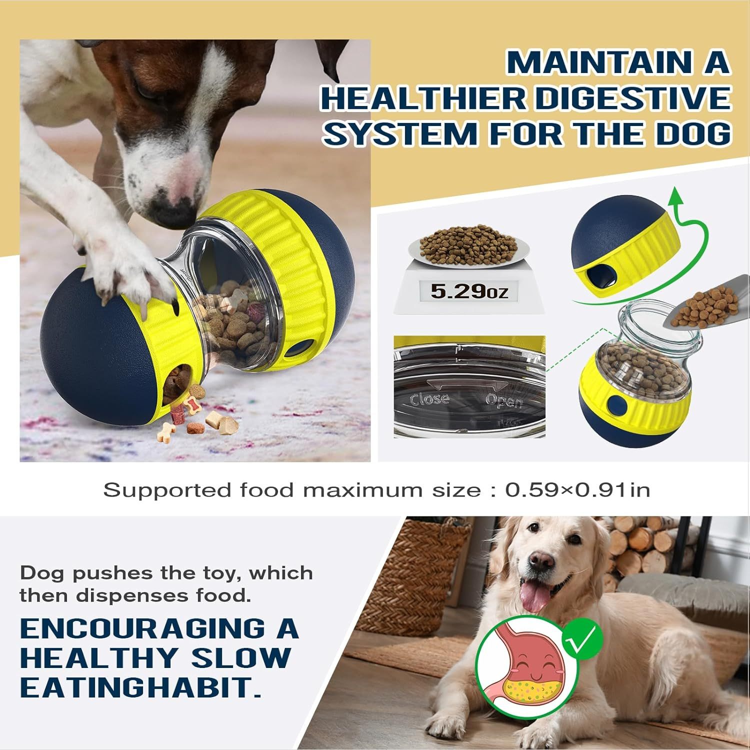 Dog Interactive Toys Indestructible Puppy Toy Adjustable Food Dispensing Treat Dispenser Dogs Puzzles Feeder Slow Feeding for Large/Medium/Small Aggressive Chewers Breed Pet Gift