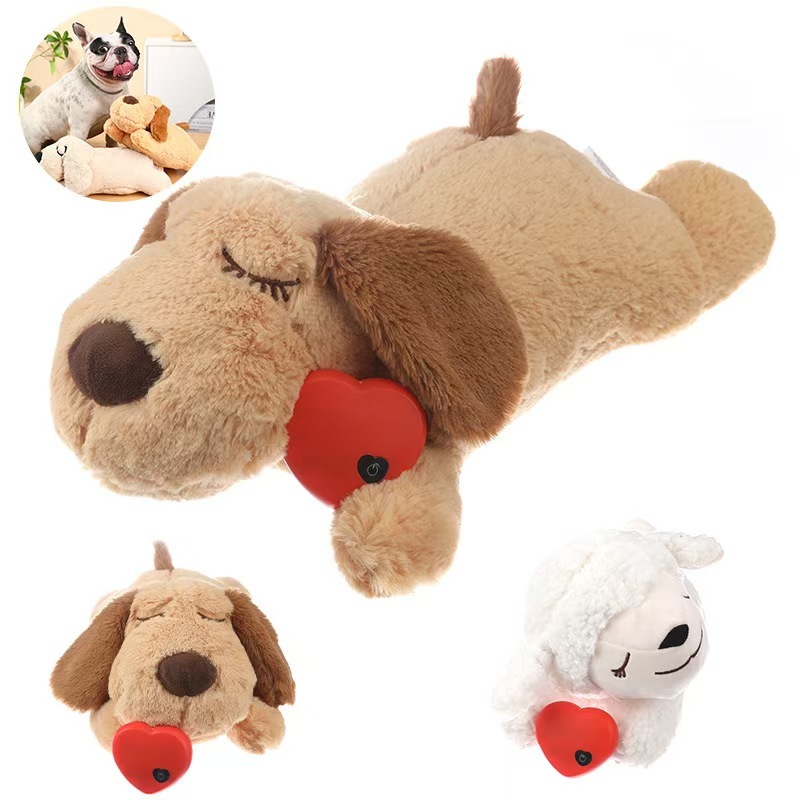 Original Snuggle Puppy Toys - Heartbeat Puppy for Dogs - Dog Plush for Anxiety Relief, Calming Aid, and Comfort Toy for Behavioral Training in Biscuit