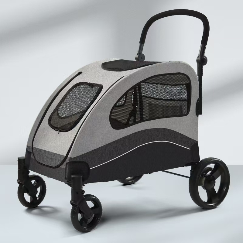 Extra Large Dog Stroller Buggy Portable 4 Wheels Dog Stroller with Breathable Mesh Window Adjustable Handle for Medium Large Dog