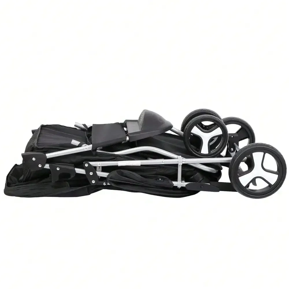 Dog Stroller 3 Wheels Pet Stroller Foldable Dog Cat Carrier Strolling w/Cup Hold