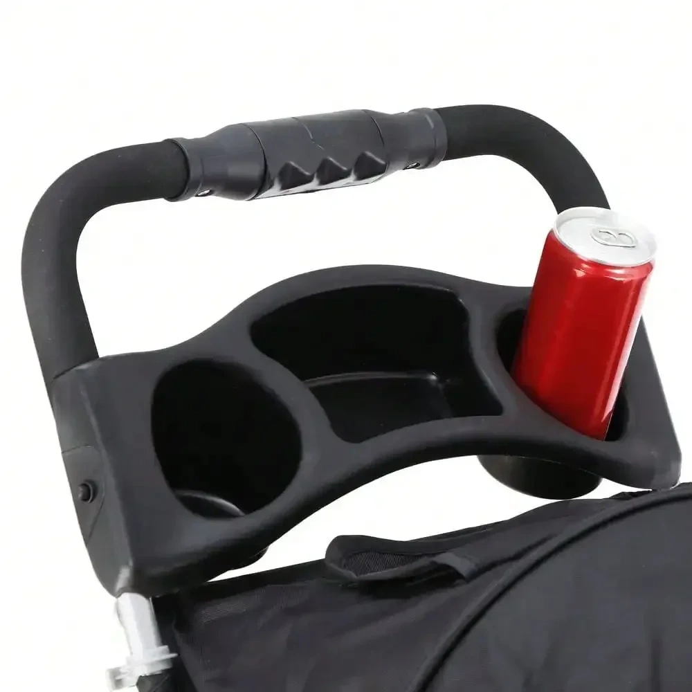 Dog Stroller 3 Wheels Pet Stroller Foldable Dog Cat Carrier Strolling w/Cup Hold