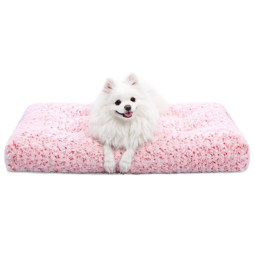 KSIIA Washable Dog Bed Deluxe Plush Dog Crate Beds Comfy Kennel Pad Anti-Slip Pet Sleeping Mat for Large, Jumbo, Medium, Small Dogs Breeds, 35" x 23", Gray