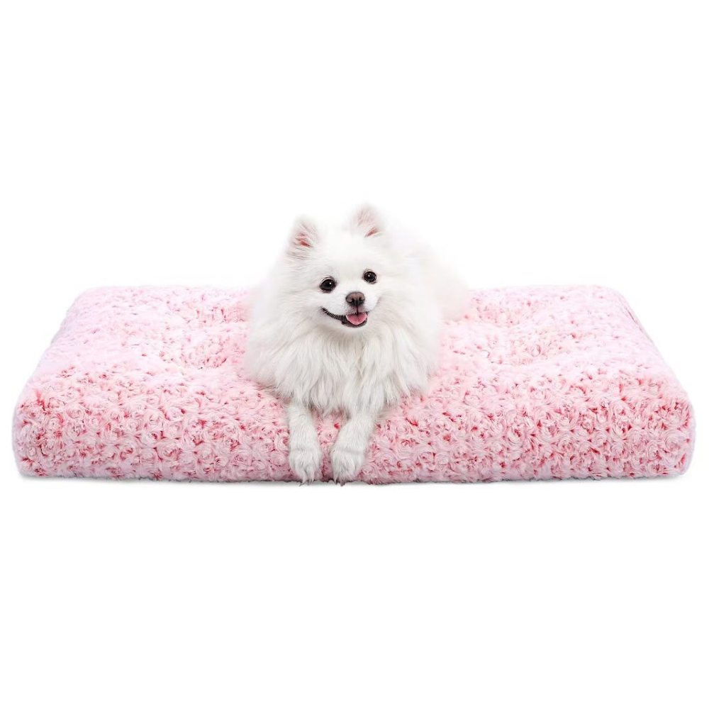 KSIIA Washable Dog Bed Deluxe Plush Dog Crate Beds Comfy Kennel Pad Anti-Slip Pet Sleeping Mat for Large, Jumbo, Medium, Small Dogs Breeds, 35" x 23", Gray