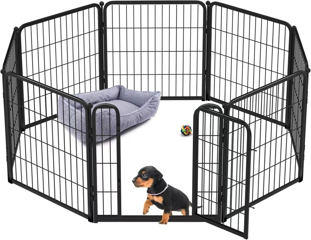 FXW Homeplus Dog Playpen for Indoor Use - Stress-Free and Safe Play, Heavy Duty 45 Inch 6 Panels Dog Pen for Large Dogs, Black│Patented