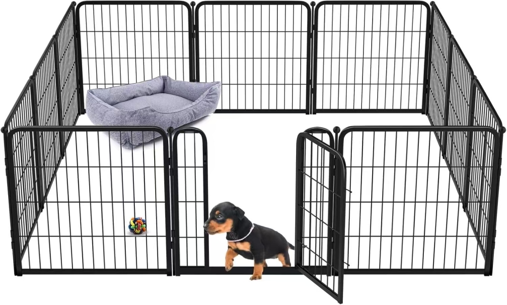 FXW Homeplus Dog Playpen for Indoor Use - Stress-Free and Safe Play, Heavy Duty 45 Inch 6 Panels Dog Pen for Large Dogs, Black│Patented