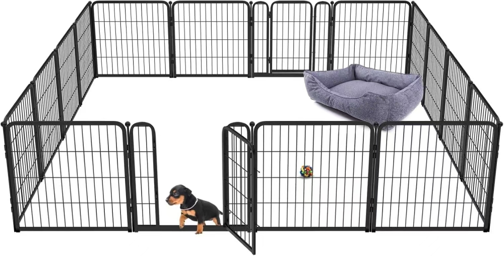 FXW Homeplus Dog Playpen for Indoor Use - Stress-Free and Safe Play, Heavy Duty 45 Inch 6 Panels Dog Pen for Large Dogs, Black│Patented