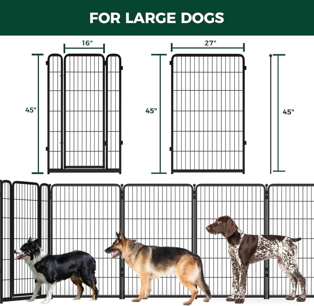 FXW Homeplus Dog Playpen for Indoor Use - Stress-Free and Safe Play, Heavy Duty 45 Inch 6 Panels Dog Pen for Large Dogs, Black│Patented