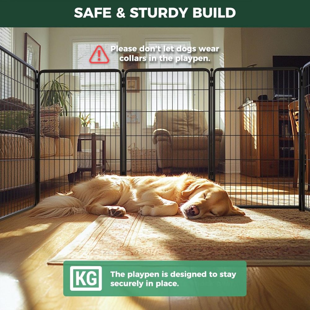 FXW Homeplus Dog Playpen for Indoor Use - Stress-Free and Safe Play, Heavy Duty 45 Inch 6 Panels Dog Pen for Large Dogs, Black│Patented