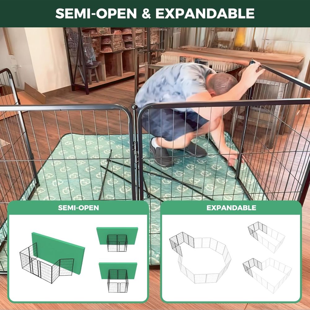FXW Homeplus Dog Playpen for Indoor Use - Stress-Free and Safe Play, Heavy Duty 45 Inch 6 Panels Dog Pen for Large Dogs, Black│Patented
