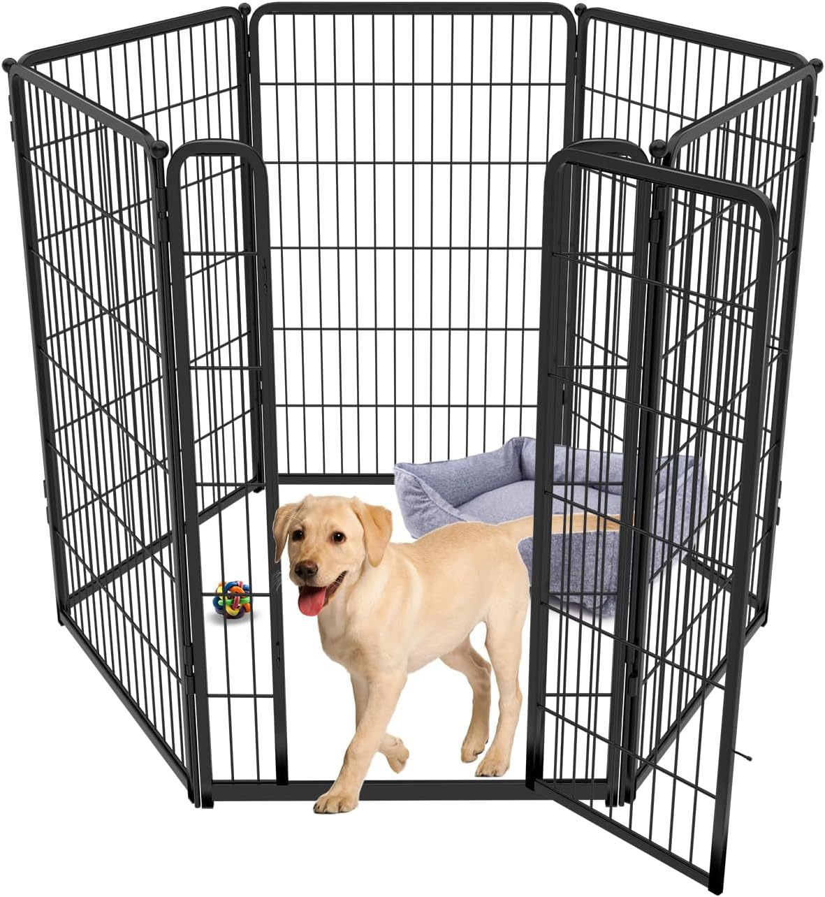 FXW Homeplus Dog Playpen for Indoor Use - Stress-Free and Safe Play, Heavy Duty 45 Inch 6 Panels Dog Pen for Large Dogs, Black│Patented