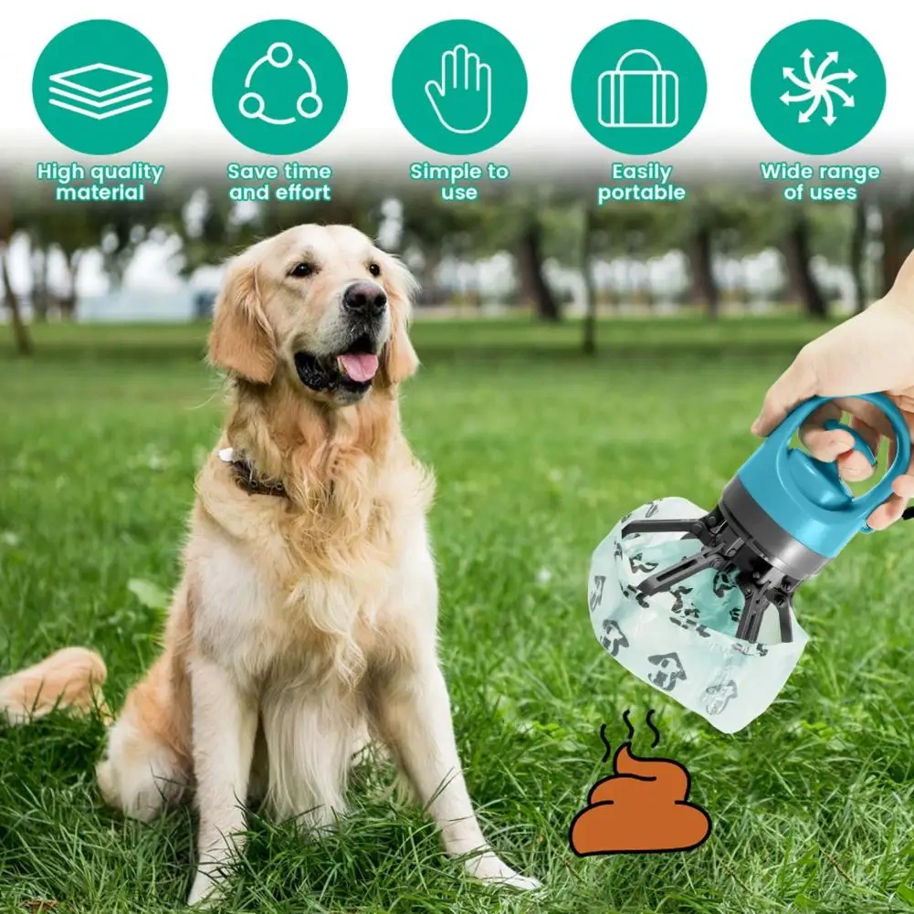 Dog Pooper Scooper with Bag Dispenser Claw Poop Picker No-Touch Dog Waste Pickup Tool for Small Medium Large Dogs