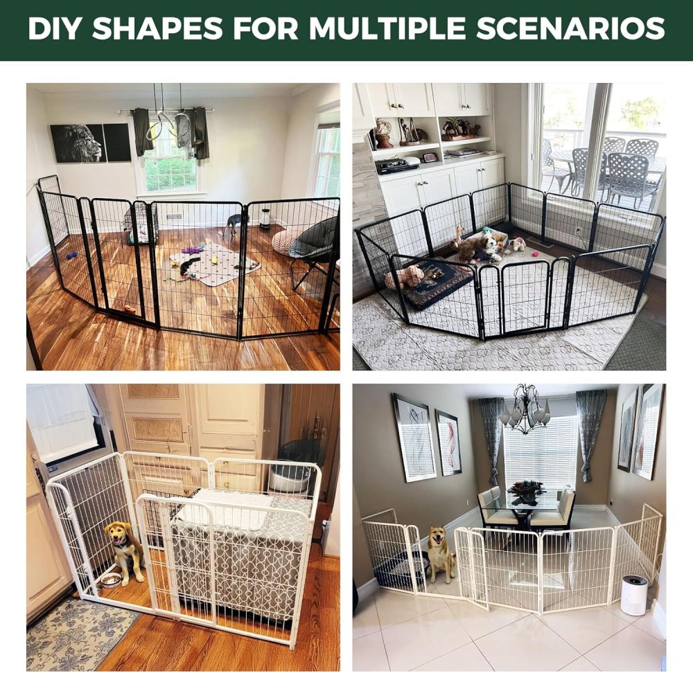 FXW Homeplus Dog Playpen for Indoor Use - Stress-Free and Safe Play, Heavy Duty 45 Inch 6 Panels Dog Pen for Large Dogs, Black│Patented