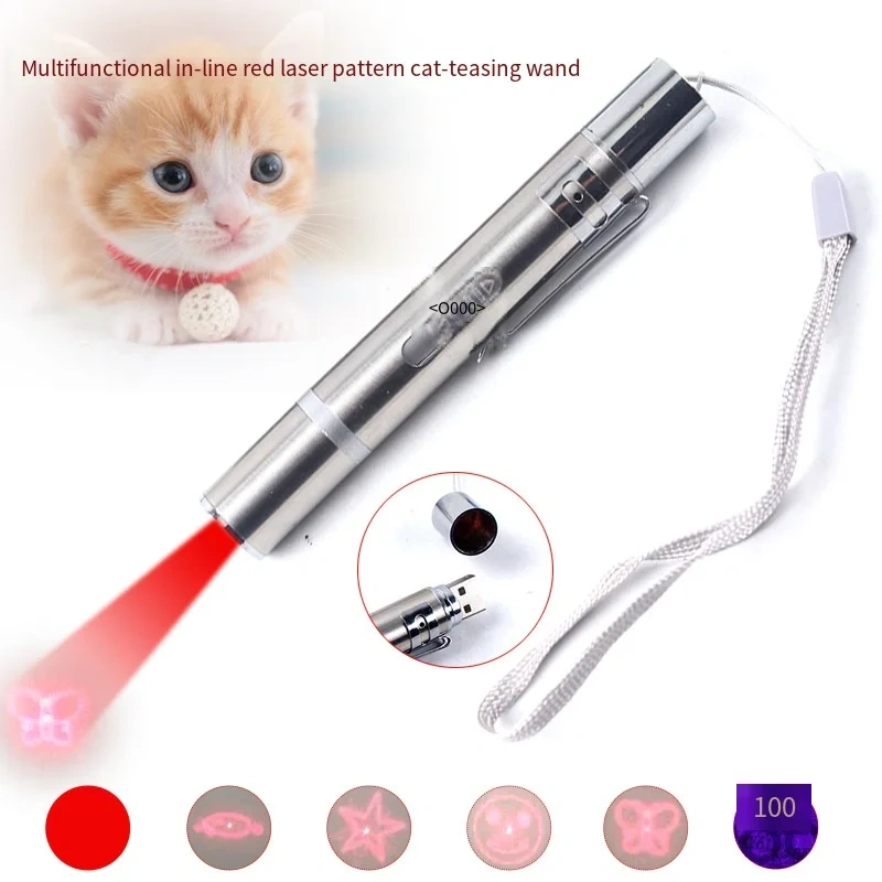 Wholesale Cat Interactive Toy Red Laser Pattern Teaser Playful Cat Laser Pen Rechargeable Cat Teasing Laser