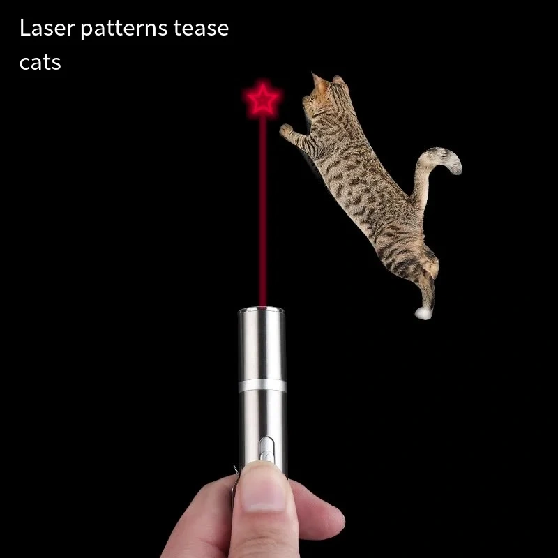 Wholesale Cat Interactive Toy Red Laser Pattern Teaser Playful Cat Laser Pen Rechargeable Cat Teasing Laser