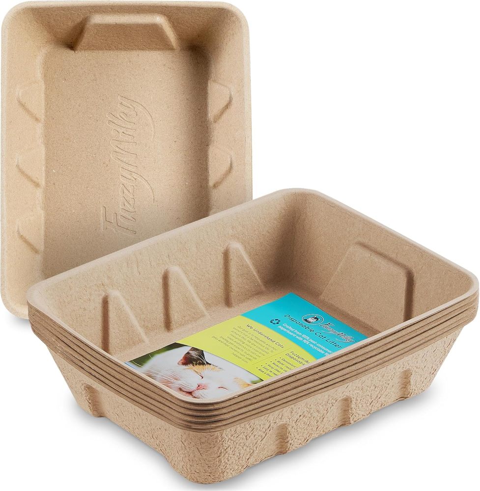Disposable Cat Litter Box - 6 Packs, Water Resistant, Duralble Disposable Litter Boxes for Cats, Large Size (Large, 6, Count)