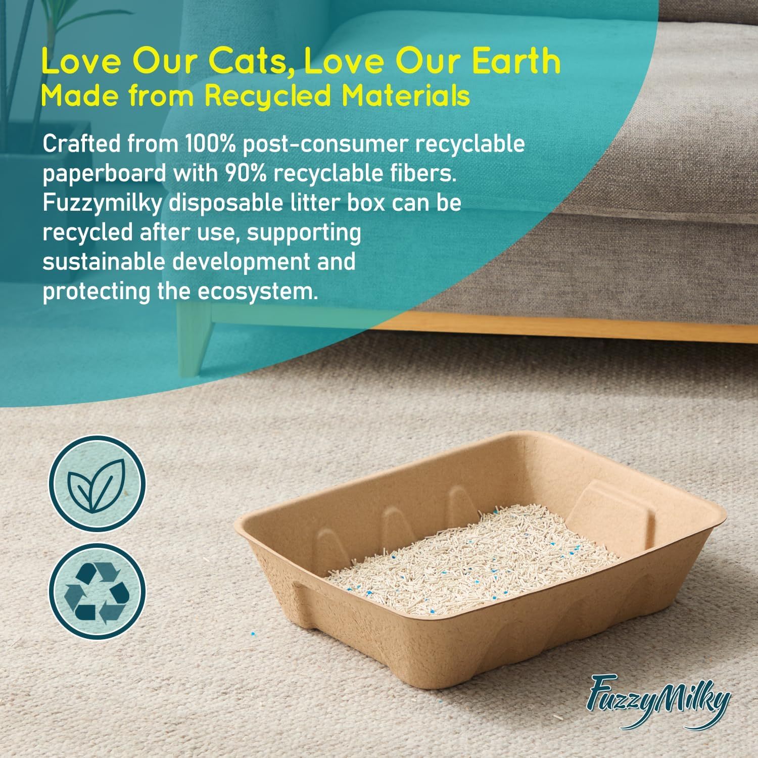 Disposable Cat Litter Box - 6 Packs, Water Resistant, Duralble Disposable Litter Boxes for Cats, Large Size (Large, 6, Count)
