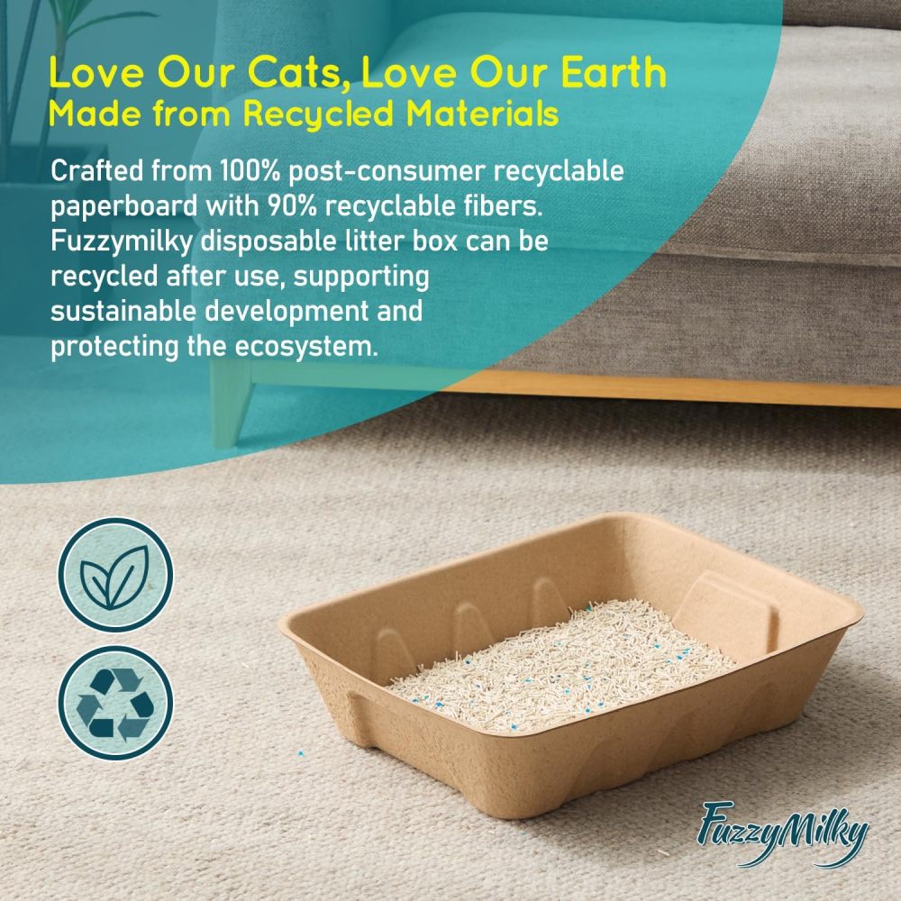 Disposable Cat Litter Box - 6 Packs, Water Resistant, Duralble Disposable Litter Boxes for Cats, Large Size (Large, 6, Count)