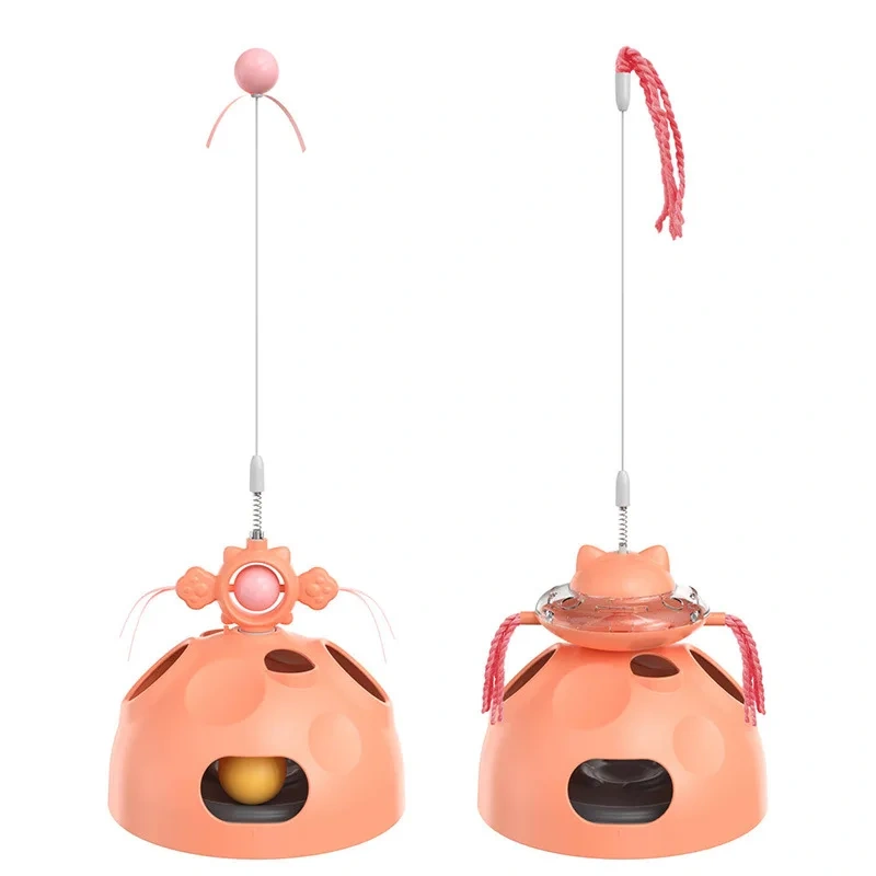 New Hot Selling Cat Fetch Ball Spinning Leaky Food Catstick Cat Toy Gummiba Funny Cat Toy