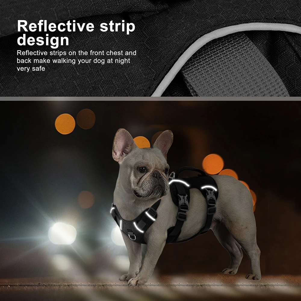 Nylon Pet Dog Harness Reflective Dog Harnesses Durable Vest With Handle Adjustable for Small Medium Large Dogs Bulldog Walking