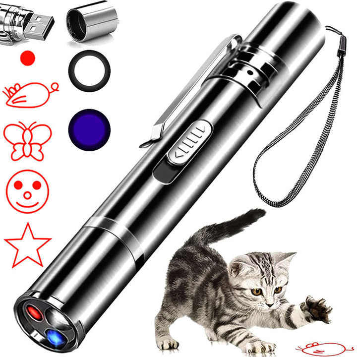 Wholesale Cat Interactive Toy Red Laser Pattern Teaser Playful Cat Laser Pen Rechargeable Cat Teasing Laser