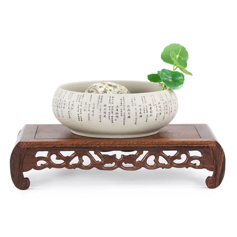 Natural Wooden Retro Base Shelf Fish Tank Flower Vase Bonsai Stand Artical Decor Pedestal Square Crafts Teapot Base Redwood