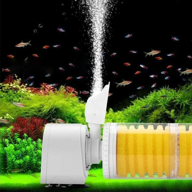 4-35W Aquarium Fish Tank Built-in Filter Three-in-one Cycle Sponge Aquarium Internal Filter Fish Stool Sucking Filter Air Pump