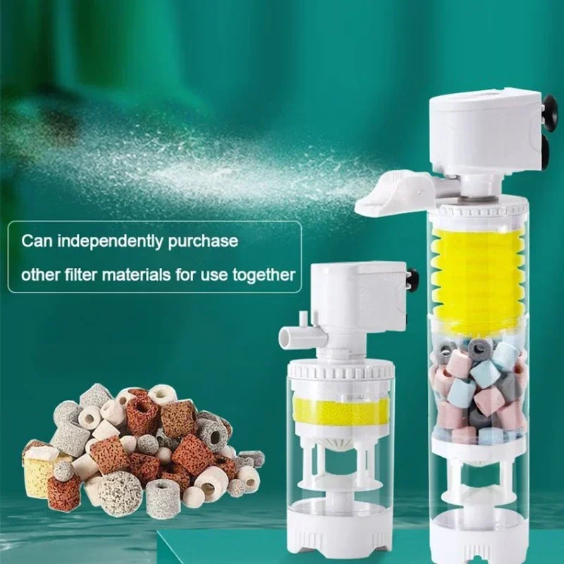 4-35W Aquarium Fish Tank Built-in Filter Three-in-one Cycle Sponge Aquarium Internal Filter Fish Stool Sucking Filter Air Pump