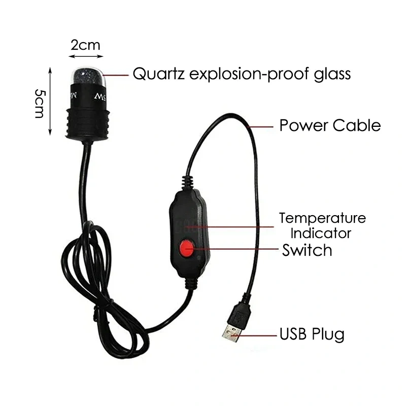 10/15W Digital LED Electricheating Rods Mini USB Heater for Small Aquarium Fish Tank Rapid Temperature Rise Tank Heating Rod
