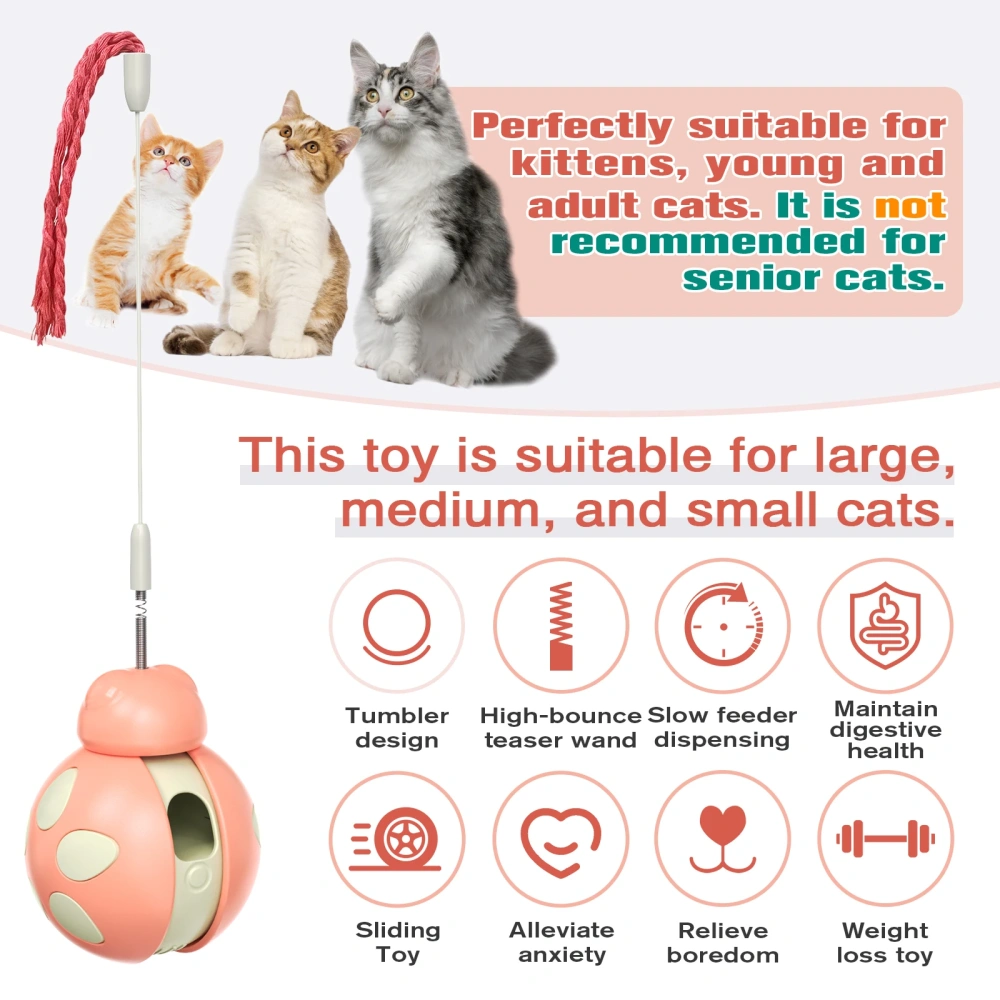 Hot Sale Cat Teaser Wand Pet Automatic Interactive IQ Puzzle Ladybug Food Feeder Toy Leak-Proof Cat Ladybug Toy Feeder