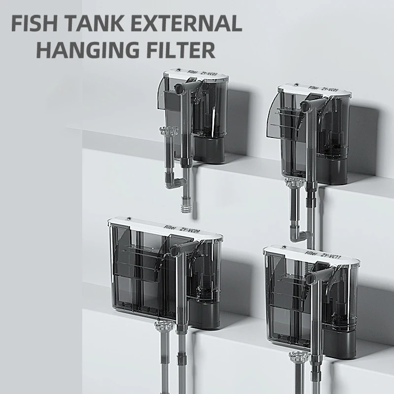 220V EU Plug Aquarium filter Wall-mounted fish tank filter External grass tank filter Water flow adjustable Suitable for 30-80CM