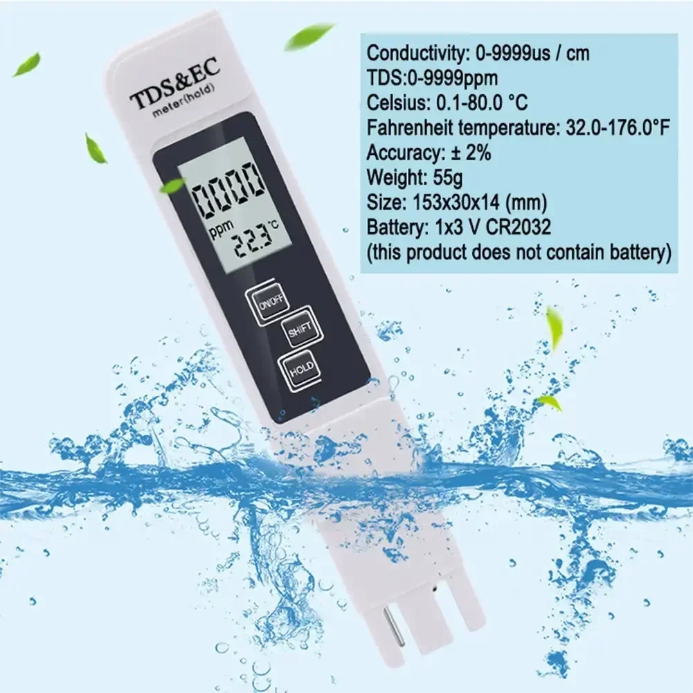 Professional 3 In 1 Tester Water Meter TDS EC Temperature Meter Digital LCD Water Testing Pen Purity Filter Water Quality