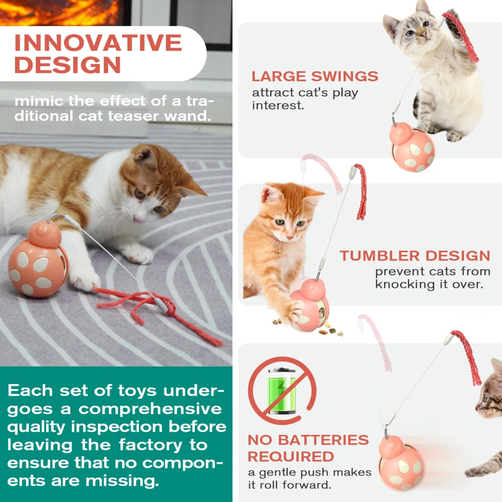 Hot Sale Cat Teaser Wand Pet Automatic Interactive IQ Puzzle Ladybug Food Feeder Toy Leak-Proof Cat Ladybug Toy Feeder