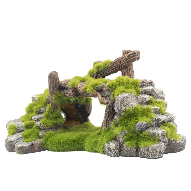 Creative Moss Rockery Shape Fish Tank Ornaments Decoration Landscaping Resin Rockery Aquarium Resin Rockery Home Craft Ornaments