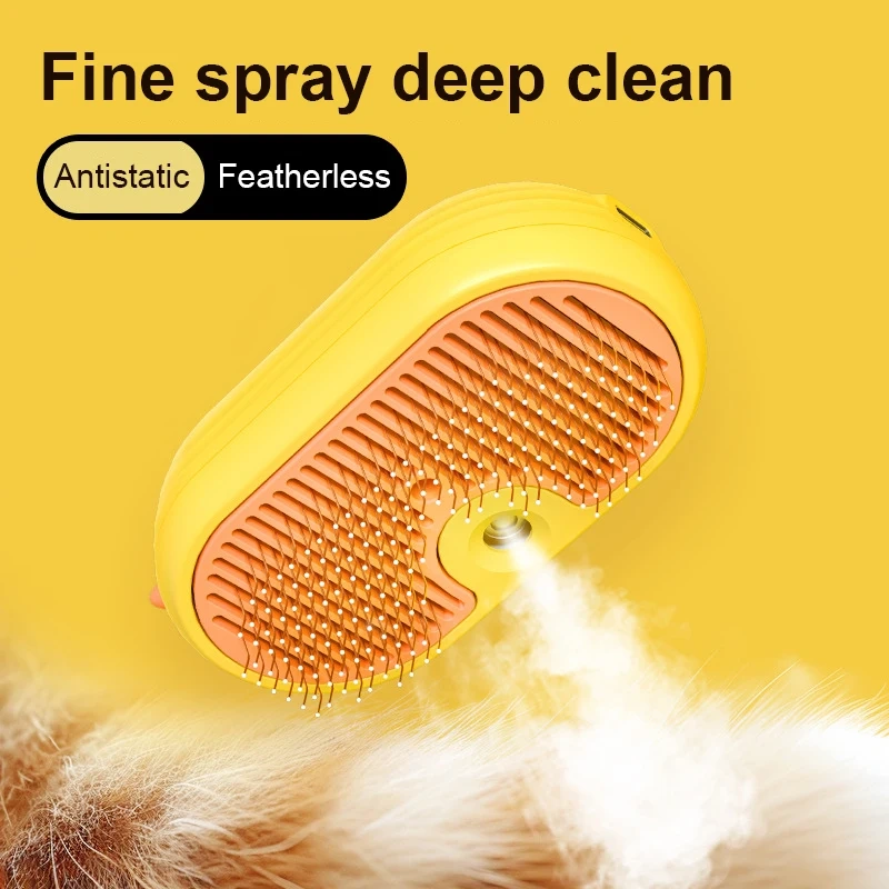 New Pet Brushes Self Cleaning Steam Cat Bath Brush With Steamer Water 3 In1 Steamy Pet Hair Brush