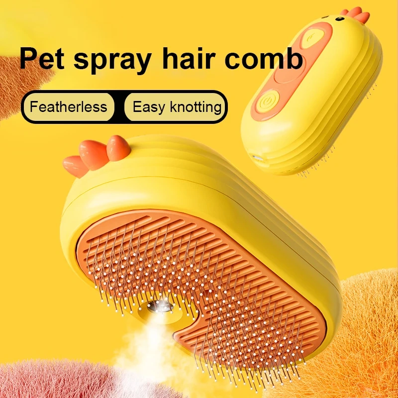 New Pet Brushes Self Cleaning Steam Cat Bath Brush With Steamer Water 3 In1 Steamy Pet Hair Brush