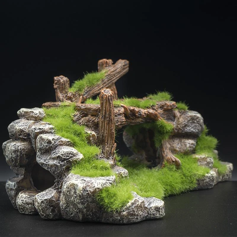 Creative Moss Rockery Shape Fish Tank Ornaments Decoration Landscaping Resin Rockery Aquarium Resin Rockery Home Craft Ornaments