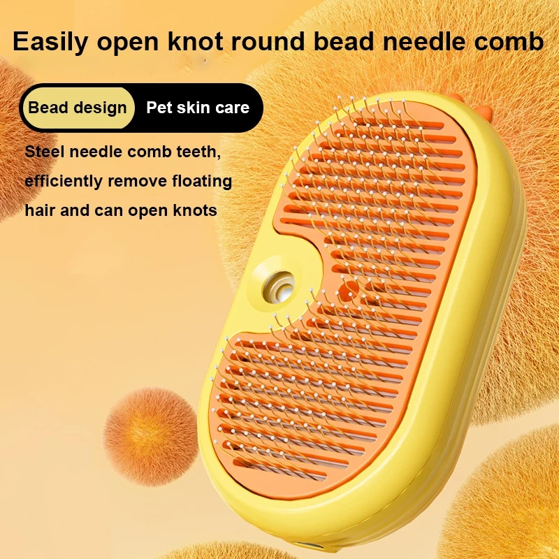New Pet Brushes Self Cleaning Steam Cat Bath Brush With Steamer Water 3 In1 Steamy Pet Hair Brush