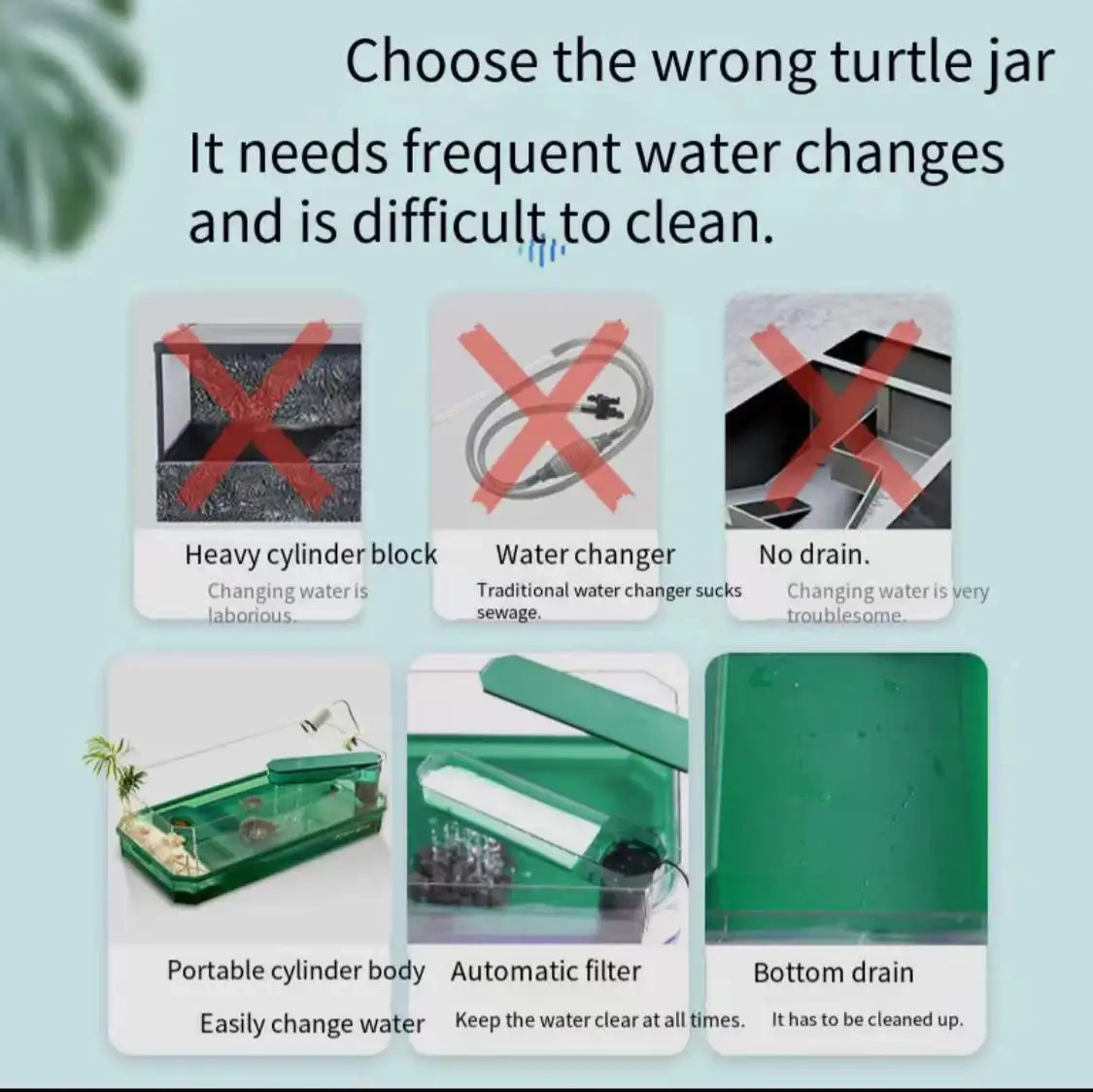 Aquarium turtle tank lazy person water-free breeding box with drying platform ecological turtle tank aquarium accessories 220V