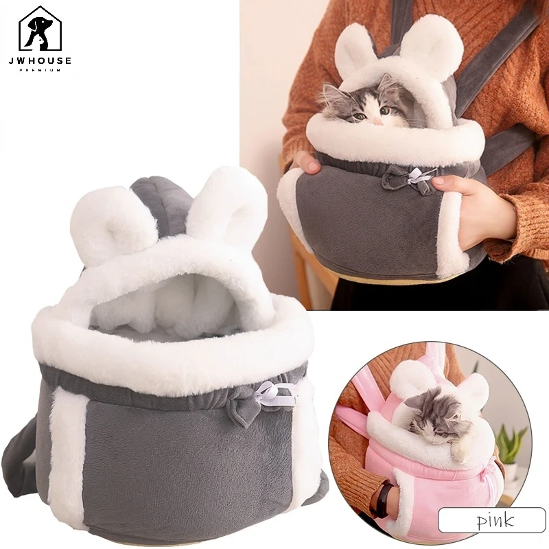 Pet Carrier Bag Cat Dogs Backpack Winter Warm Carring Plush Pets Cage Walking Outdoor Travel Kitten Hanging Chest Bag Cat Supply