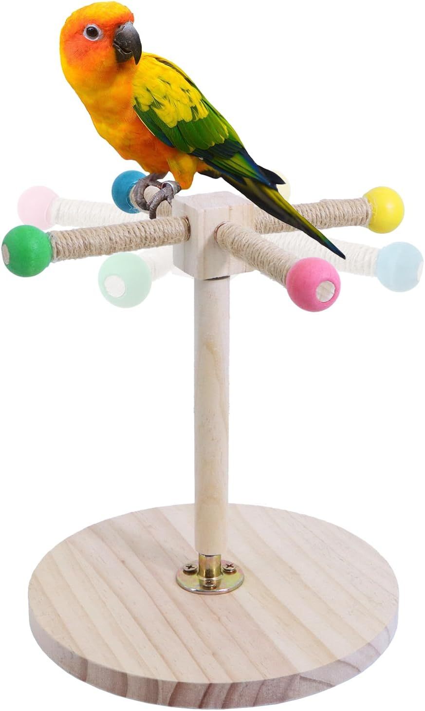 Bird Stand Perch, Portable Tabletop Bird Perch,Interactive Spin Training Bird Toys for Small Medium Parrots Parakeets Conures Lovebirds or Cockatiels