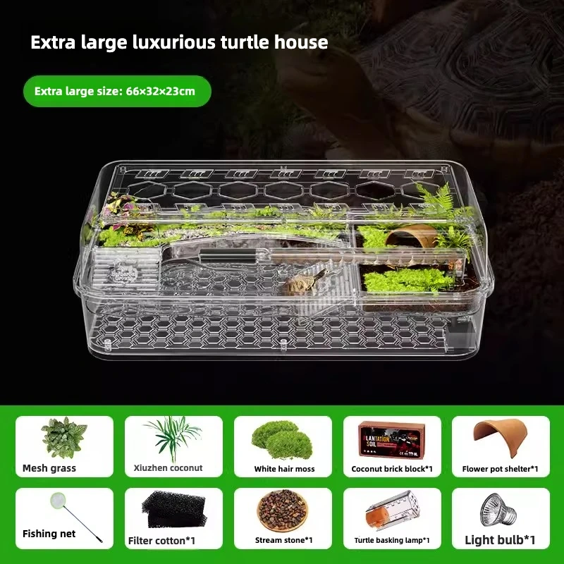 Turtle Ecological Feeding Tank, Aquascape Aquascape with Basking Platform, Home Desktop Turtle Breeding Special Feeding Box