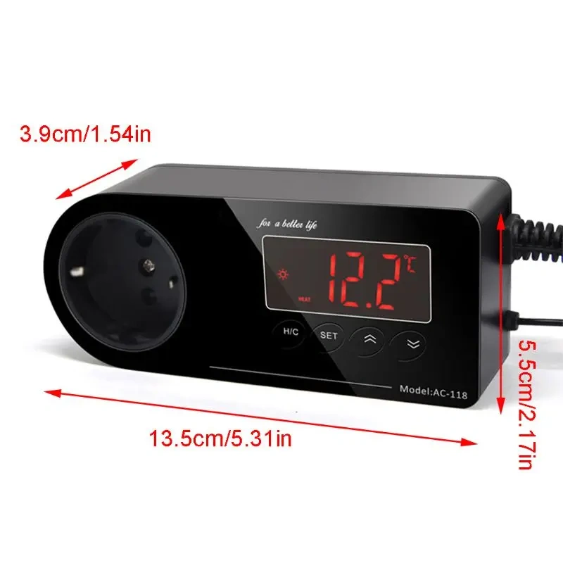 Intelligent Digital Thermostat EUPlug Temperature Regulator Aquarium Reptile Heating Digital Display Humidity Controller
