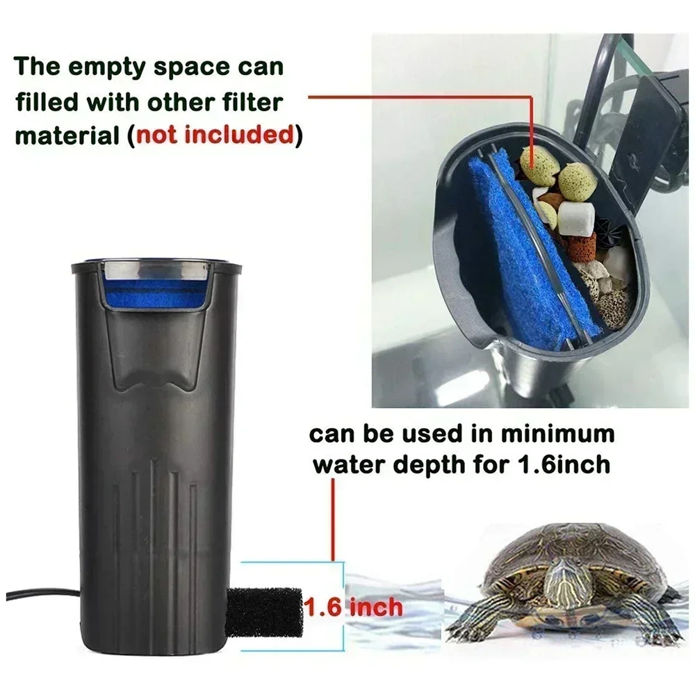 Aquarium Filter 5W Low Water Reptile Filter Plastic Clean Water Pump Turtle Tank Powerful Filtration Water Pump