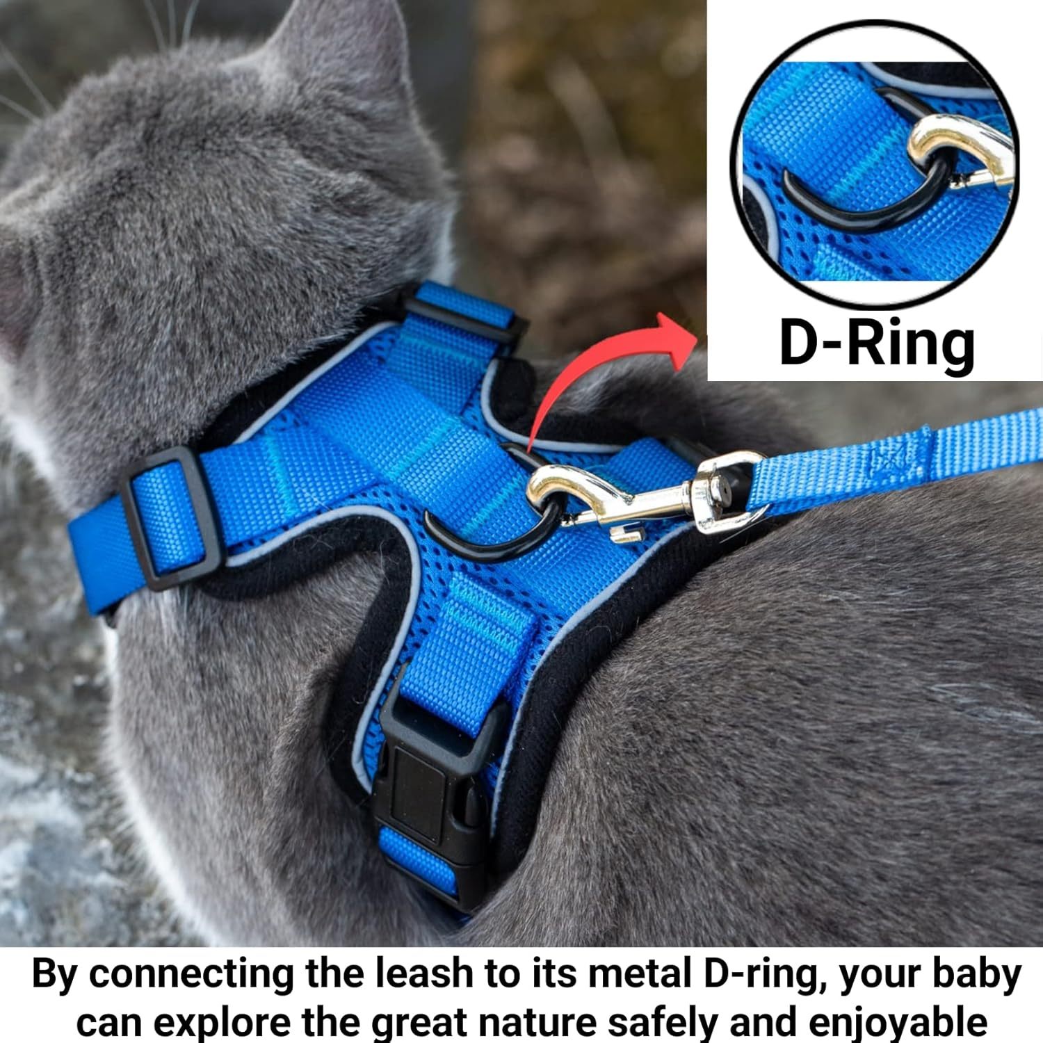 Mr. Peanut's PurrTrek Reflective Cat Harness with Matching Leash (Extra Small, Blue)