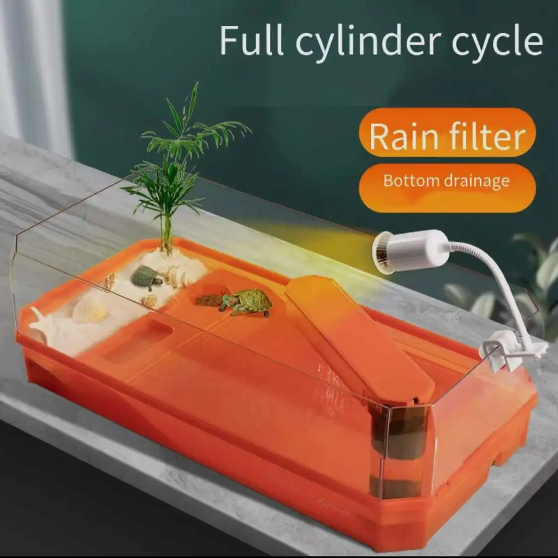 Aquarium turtle tank lazy person water-free breeding box with drying platform ecological turtle tank aquarium accessories 220V